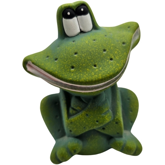 Derpy Ceramic Green Frog Figurine - Picture 5 of 8